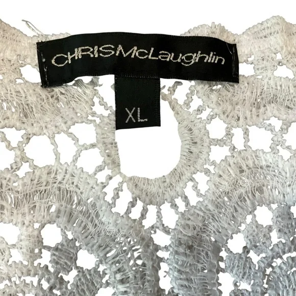 Chris McLaughlin White Crochet Open Front Cardigan XL - Picture 7 of 10